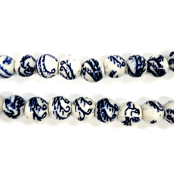 PORCELAIN ROUND 08MM WHITE AND BLUE